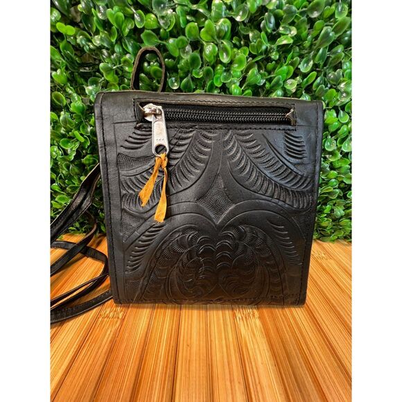 JL Saldivar Hand Tooled Leather Crossbody Handbag Wallet Costal Cowgirl Western - Picture 8 of 11